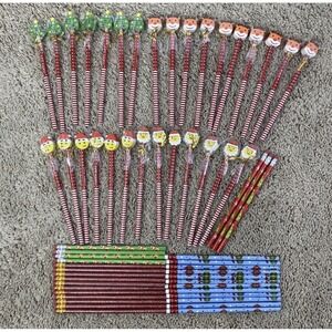 Holiday Mixed Lot of 60 Christmas Holiday Pencils Unsharpened